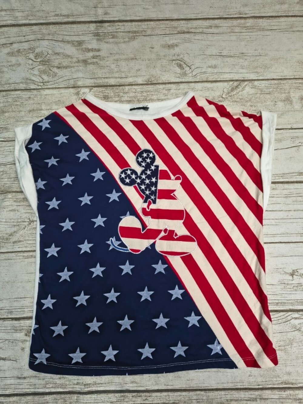 Vintage Disney Mickey Mouse USA Stars & Stripes Patriotic T Shirt
